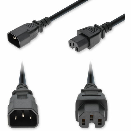 AddOn 6ft C14 Male to C15 Female Standard Commercial 14 AWG 250V at 15A PVC SJT (Service Junior Thermoplastic) Black Power Cable
