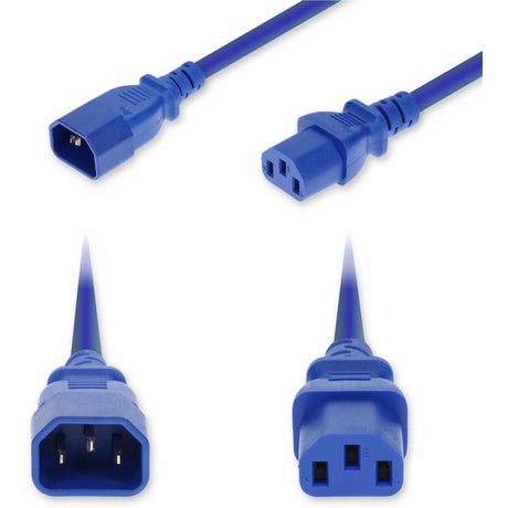 AddOn 4ft C14 Male to C13 Female Standard Commercial 14 AWG 250V at 15A PVC SJT (Service Junior Thermoplastic) Blue Power Cable