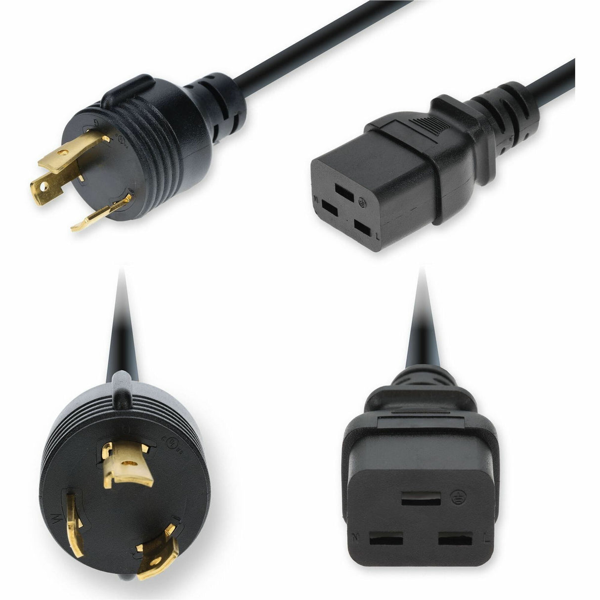 AddOn 8ft NEMA L5-30P Male to C19 Female Twist-Lock Compatible Industrial Grade 10 AWG 125V at 30A PVC SJT (Service Junior Thermoplastic) Black Power Cable