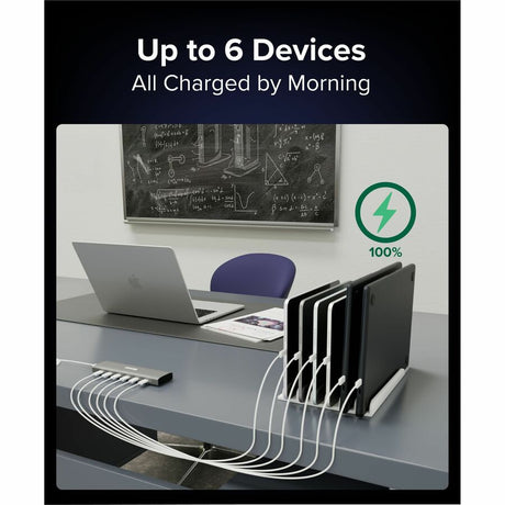Plugable 6 Port USB C Charging Station, Up to 100W Charger for Multiple Devices with Priority Charging
