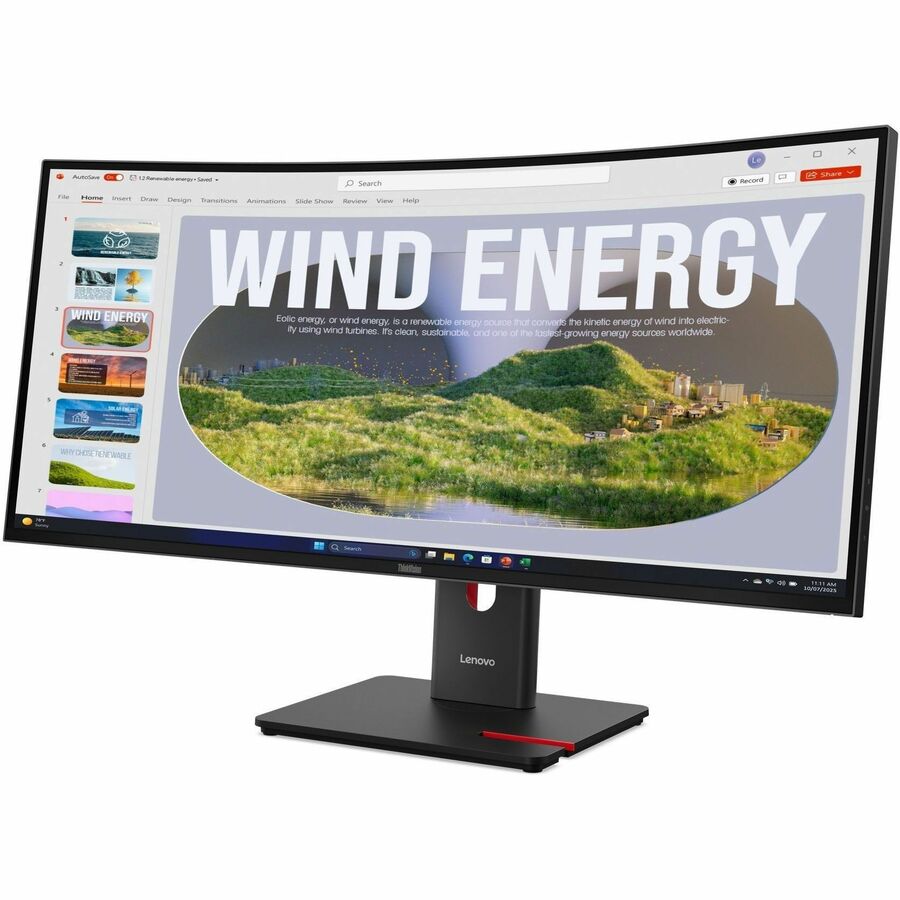 Lenovo ThinkVision T34WD-40 34" Class UW-QHD Curved Screen LED Monitor - 21:9 - Eclipse Black