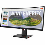 Lenovo ThinkVision T34WD-40 34" Class UW-QHD Curved Screen LED Monitor - 21:9 - Eclipse Black