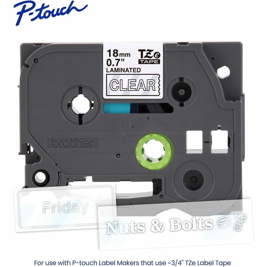 3/4" Wht Print on Clear Tape