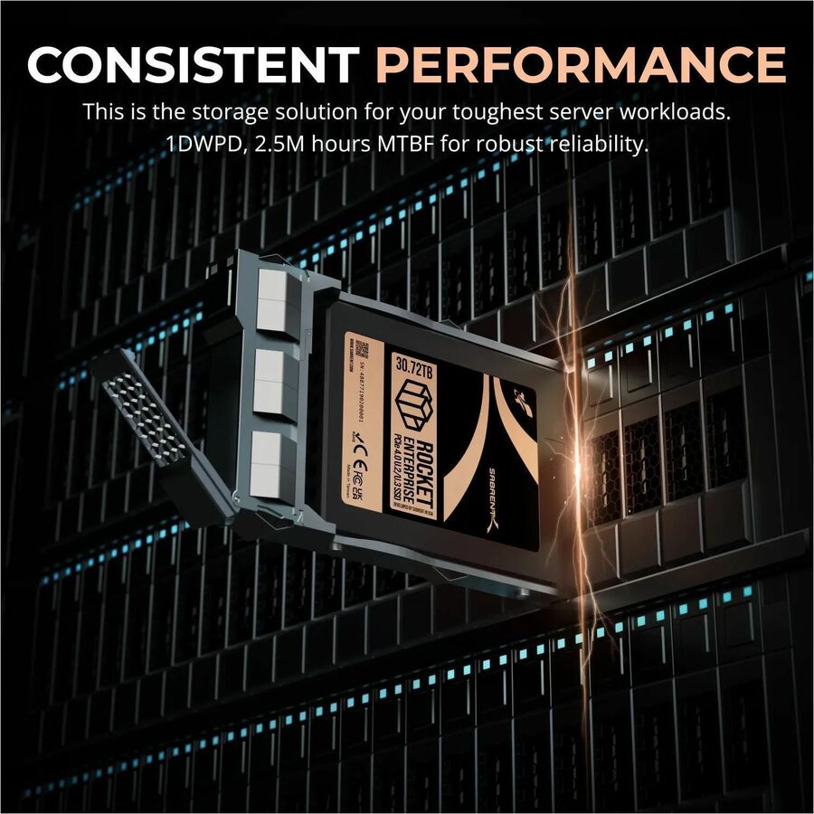 Sabrent Rocket Enterprise SB-P4U2 30.72 TB Solid State Drive - Internal - U.2 (PCI Express NVMe 4.0) - Black - TAA Compliant