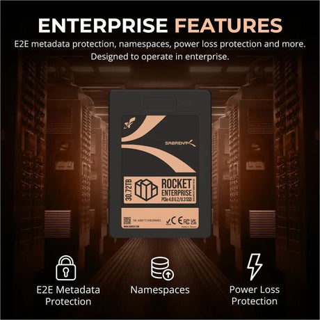 Sabrent Rocket Enterprise SB-P4U2 30.72 TB Solid State Drive - Internal - U.2 (PCI Express NVMe 4.0) - Black - TAA Compliant