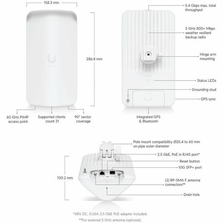 Ubiquiti Wave AP Gen2 Single Band Wi-Fi 6 IEEE 802.11ax 5.40 Gbit/s Wireless Range Extender