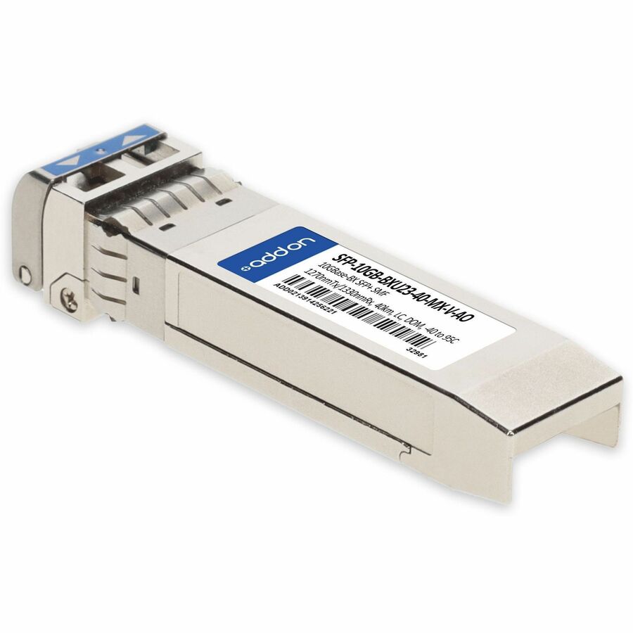 AddOn Mellanox Compatible TAA 10GBase-BX SFP+ Transceiver (SMF, 1270nmTx/1330nmRx, 40km, LC, DOM, -40 to 95C)