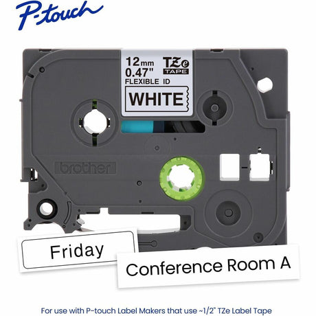 Brother Genuine P-touch TZeFX231 BK on WHT Label Tape, Flexible ID Laminated, 12mmX8m