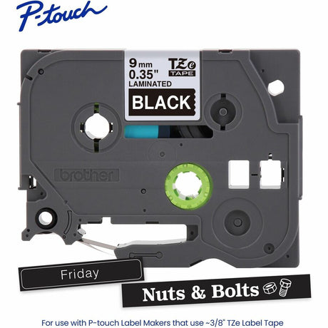 Brother Genuine P-touch TZe325 WHT on BK Label Tape, Laminated, 9mmX8m