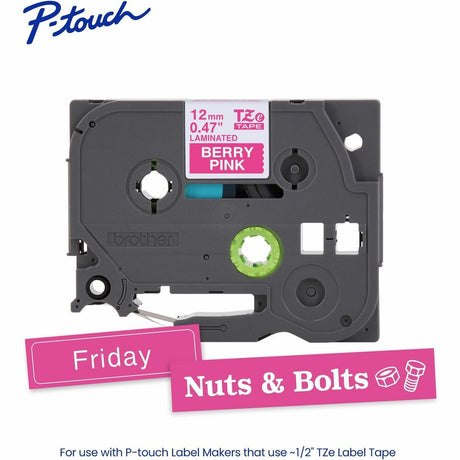 1/2" White Print on Berry Pnk