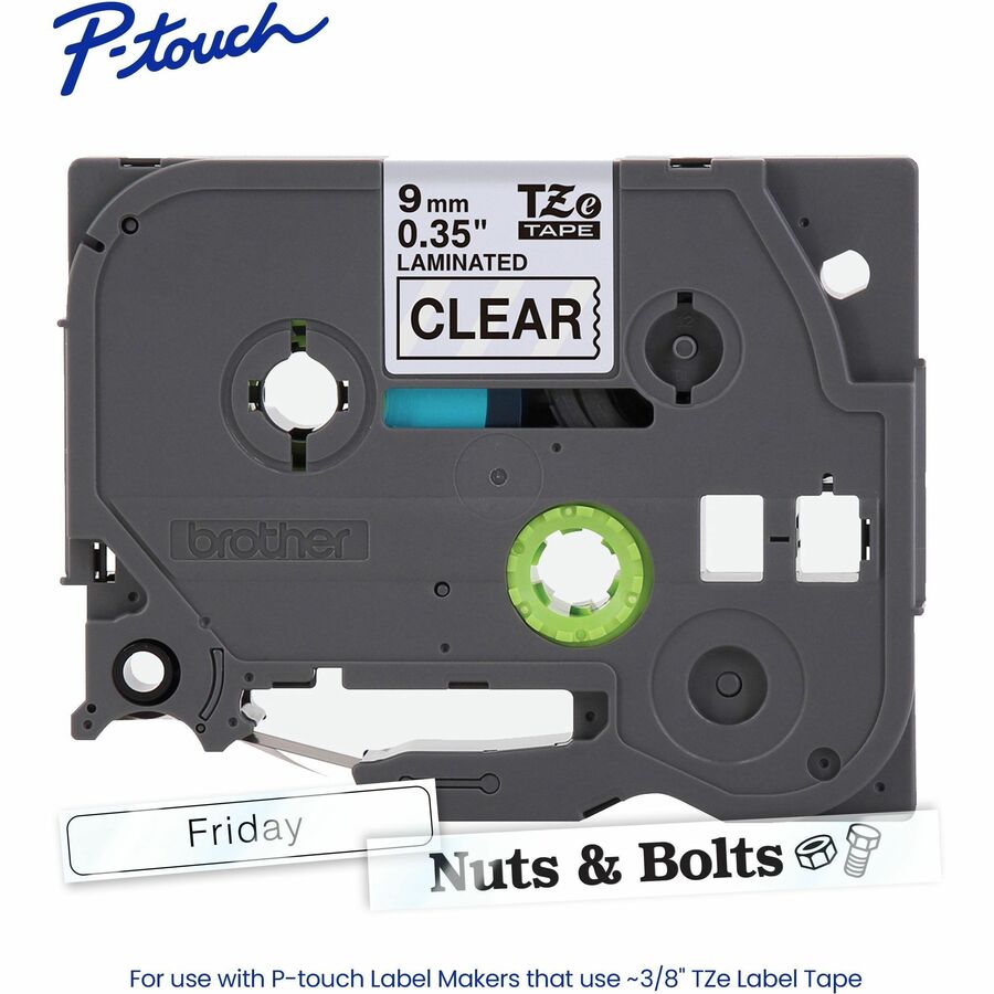 Brother Genuine P-touch TZe121 BK on CLR Label Tape, Laminated, 9mmX8m