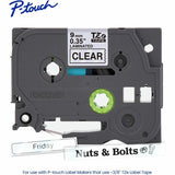 Brother Genuine P-touch TZe121 BK on CLR Label Tape, Laminated, 9mmX8m