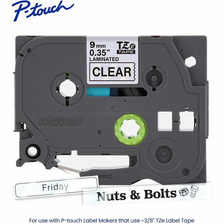 Brother Genuine P-touch TZe121 BK on CLR Label Tape, Laminated, 9mmX8m