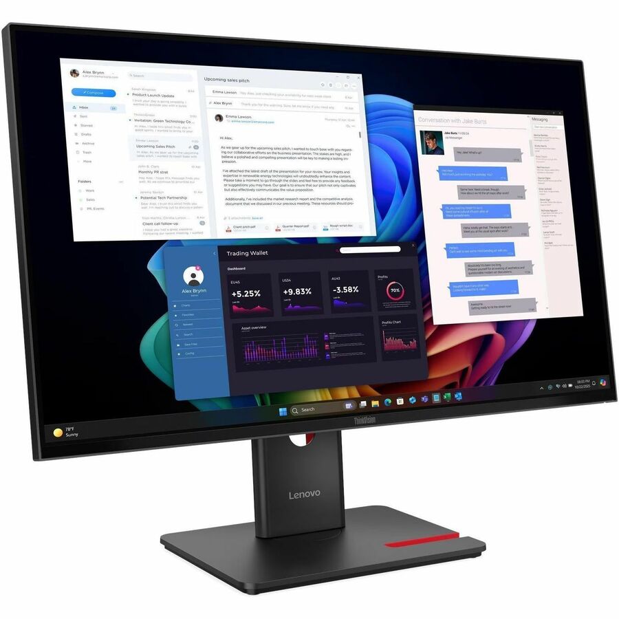 Lenovo ThinkVision T27UD-40 27" Class 4K UHD LED Monitor - 16:9 - Eclipse Black