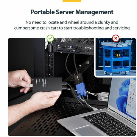 StarTech.com Portable Laptop Crash Cart Adapter, USB/VGA/Mini DisplayPort KVM Console, File Transfer/Video Capture, TAA