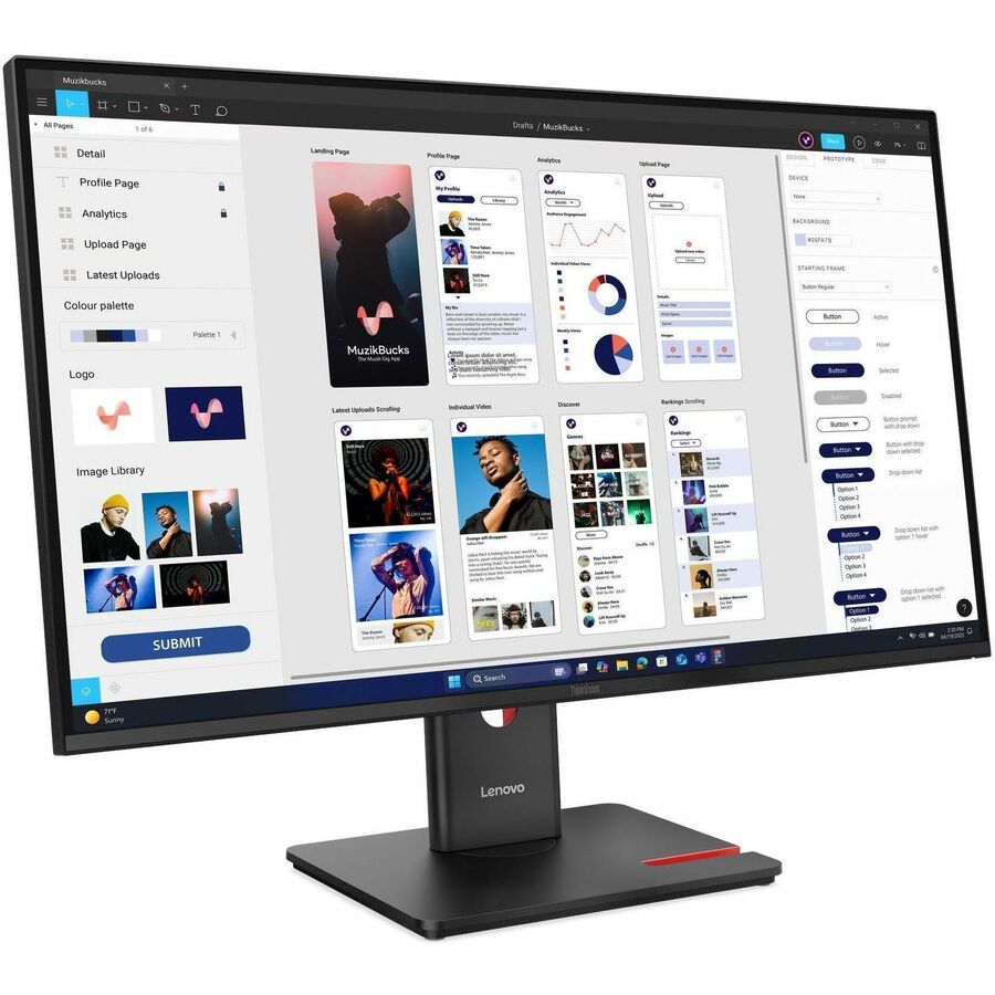 Lenovo ThinkVision T32UD-40 32" Class 4K UHD LED Monitor - 16:9 - Eclipse Black