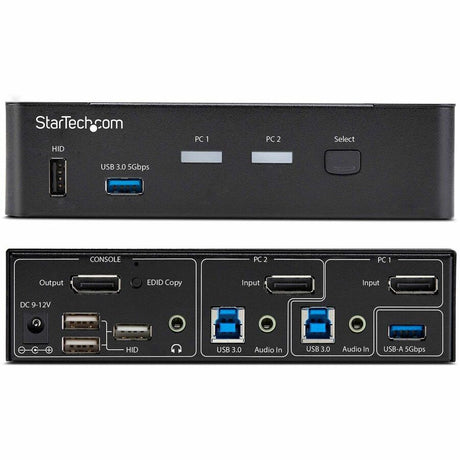 StarTech.com 2-Port DisplayPort KVM Switch, 4K 60Hz, DP 1.2, HDCP 1.4, EDID Management, 2-Port USB 3.0 Hub, TAA
