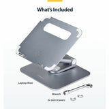 StarTech.com Telescopic Laptop Stand, 360 Swivel Base, Rotating Computer Riser for Desk, Adjustable Height/Tilt, Max 11lb/5kg, Aluminum