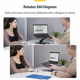 StarTech.com Telescopic Laptop Stand, 360 Swivel Base, Rotating Computer Riser for Desk, Adjustable Height/Tilt, Max 11lb/5kg, Aluminum