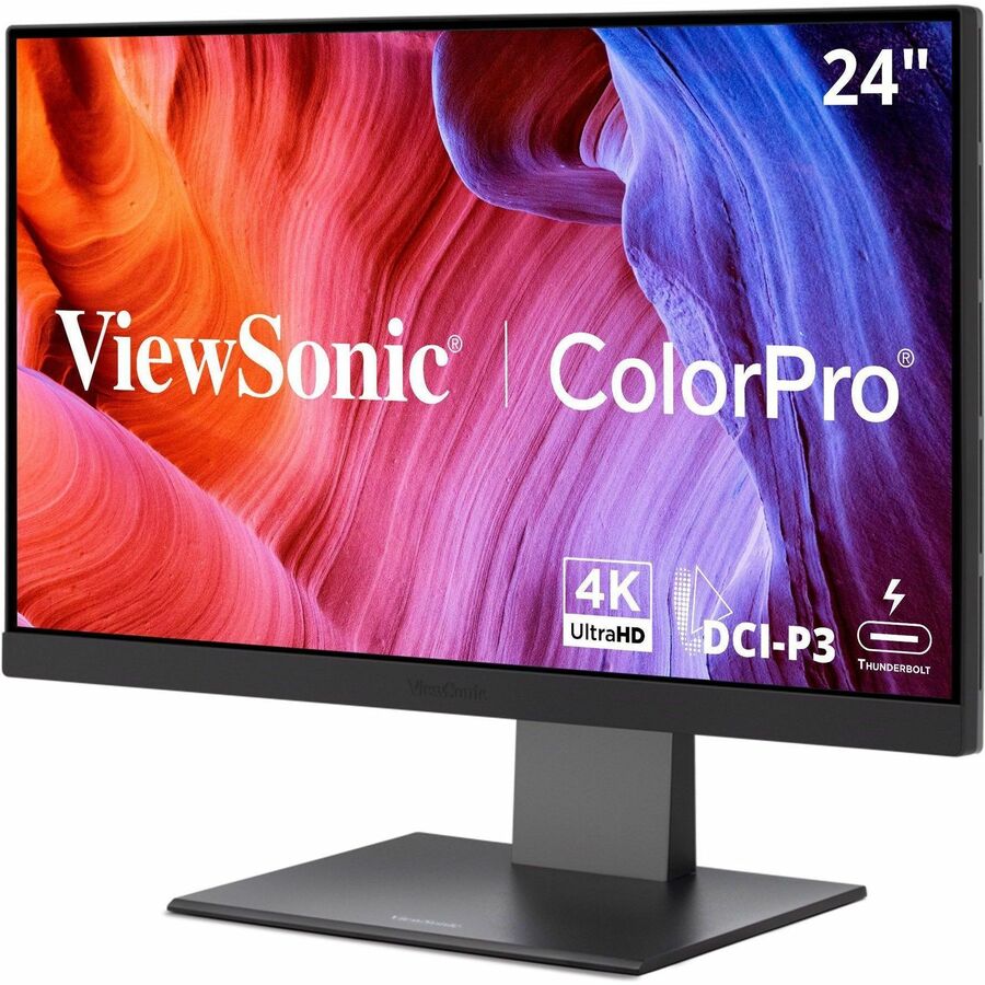 ViewSonic VP2488-4K 24 Inch 4K Mac-Ready Monitor with 100%sRGB, 98% DCI-P3, Pantone Validated, Advanced Ergonomics, Thunderbolt 4, USB Hub, HDMI, and DP for Home and Office