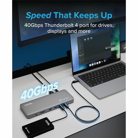Plugable Thunderbolt 4 Dock for M4 MacBook Air & Pro: 100W Charging Driverless Laptop Docking Station