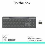 Logitech Signature Slim Solar+ K980 for Business, Wireless Keyboard, Quiet Typing, Secure Receiver, Bluetooth, Windows, Mac - Graphite