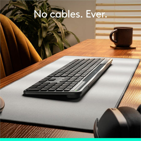 Logitech Signature Slim Solar+ keyboard for Mac, solar and artificial light powered, durable battery that lasts up to 10 years, customizable keys, Bluetooth, Graphite