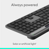 Logitech Signature Slim Solar+ keyboard for Mac, solar and artificial light powered, durable battery that lasts up to 10 years, customizable keys, Bluetooth, Graphite