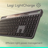 Logitech Signature Slim Solar+ keyboard for Mac, solar and artificial light powered, durable battery that lasts up to 10 years, customizable keys, Bluetooth, Graphite