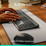 Logitech Signature Slim Solar+ wireless keyboard, solar and artificial light powered, durable battery that lasts up to 10 years, customizable keys, Bluetooth, Graphite
