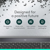 Logitech Signature Slim Solar+ wireless keyboard, solar and artificial light powered, durable battery that lasts up to 10 years, customizable keys, Bluetooth, Graphite