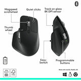 Logitech MX Master 3S - Performance Wireless Mouse with Ultra-fast Scrolling, Ergo, 8K DPI, Track on Glass, Quiet Clicks, Bluetooth, Windows, Linux, Chrome, Black