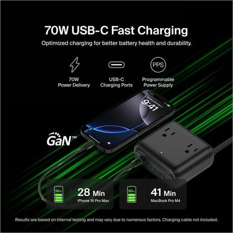 Belkin 3-Outlet Charging Station with 2 USB-A and 2 USB-C Ports 70W