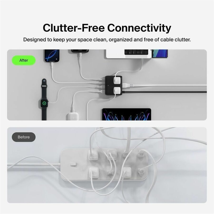 Belkin 3-Outlet Charging Station with 2 USB-A and 2 USB-C Ports 70W