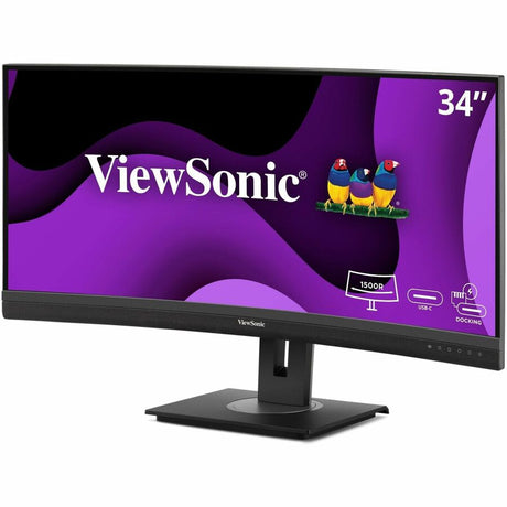 ViewSonic VG3456CA 34 Inch 21:9 Ultrawide QHD 4K Curved Monitor with Ergonomic Design, 100W USB C, Docking Built-In, Gigabit Ethernet RJ45 for Home and Office