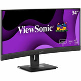 ViewSonic VG3456CA 34 Inch 21:9 Ultrawide QHD 4K Curved Monitor with Ergonomic Design, 100W USB C, Docking Built-In, Gigabit Ethernet RJ45 for Home and Office