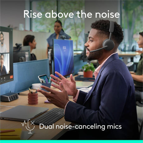 Logitech Zone Wireless 2 ES for Business - Noise-Canceling Wireless Headset with Adaptive Hybrid ANC, Zoom & Google Certified, USB-C & USB-A,Graphite