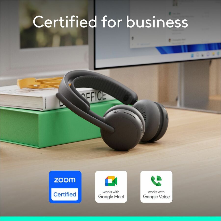 Logitech Zone Wireless 2 ES for Business - Noise-Canceling Wireless Headset with Adaptive Hybrid ANC, Zoom & Google Certified, USB-C & USB-A,Graphite