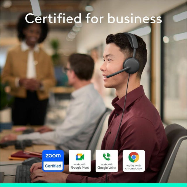 Logitech Zone Wired 2 for Business - Noise-Canceling Headset with Adaptive Hybrid ANC, Zoom & Google Certified, USB-C with USB-A adapter - Graphite