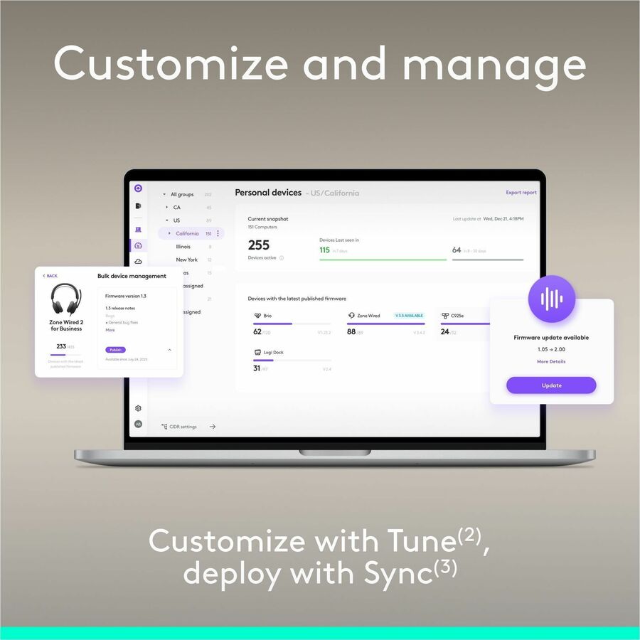 Logitech Zone Wired 2 for Business - Noise-Canceling Headset with Adaptive Hybrid ANC, Zoom & Google Certified, USB-C with USB-A adapter - Graphite