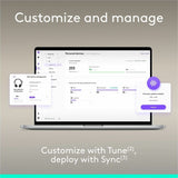 Logitech Zone Wired 2 for Business - Noise-Canceling Headset with Adaptive Hybrid ANC, Zoom & Google Certified, USB-C with USB-A adapter - Graphite