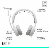 Logitech Zone Wireless 2 ES for Business - Noise-Canceling Wireless Headset with Adaptive Hybrid ANC, Microsoft Teams Certified, USB-C & USB-A, Off-white