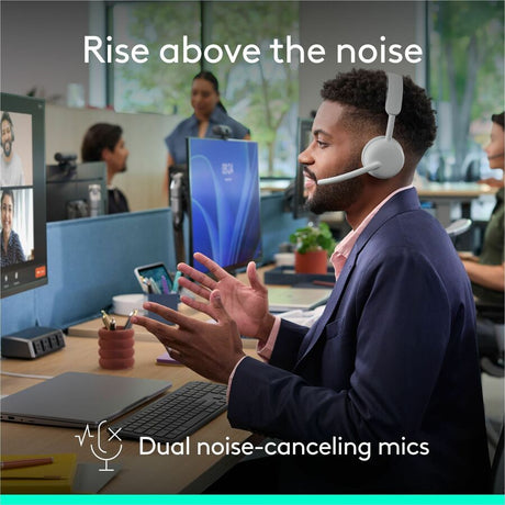 Logitech Zone Wireless 2 ES for Business - Noise-Canceling Wireless Headset with Adaptive Hybrid ANC, Microsoft Teams Certified, USB-C & USB-A, Off-white