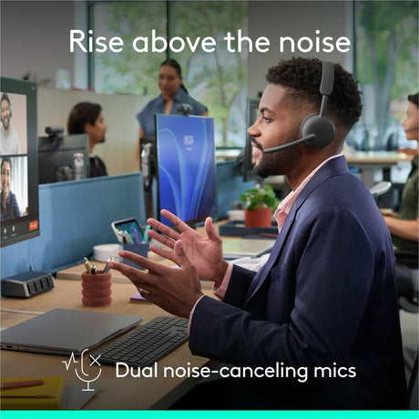 Logitech Zone Wireless 2 ES for Business - Noise-Canceling Wireless Headset with Adaptive Hybrid ANC, Native Bluetooth, Microsoft Teams Certified - Graphite