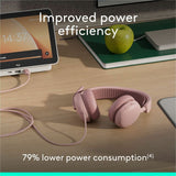 Logitech Zone Wired 2 for Business - Noise-Canceling Headset with Adaptive Hybrid ANC, Microsoft Teams Certified, USB-C with USB-A adapter, Rose