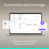 Logitech Zone Wired 2 for Business - Noise-Canceling Headset with Adaptive Hybrid ANC, Microsoft Teams Certified, USB-C with USB-A adapter, Rose