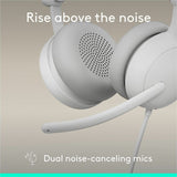 Logitech Zone Wired 2 for Business - Noise-Canceling Headset with Adaptive Hybrid ANC, Microsoft Teams Certified, USB-C with USB-A adapter, Off-white