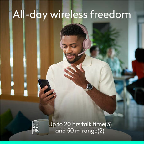 Logitech Zone Wireless 2 ES for Business - Noise-Canceling Wireless Headset with Adaptive Hybrid ANC, Microsoft Teams Certified, USB-C & USB-A, Rose