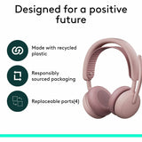 Logitech Zone Wireless 2 ES for Business - Noise-Canceling Wireless Headset with Adaptive Hybrid ANC, Microsoft Teams Certified, USB-C & USB-A, Rose