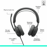 Logitech Zone Wired 2 for Business - Noise-Canceling Headset with Adaptive Hybrid ANC, Microsoft Teams Certified, USB-C with USB-A adapter, Graphite